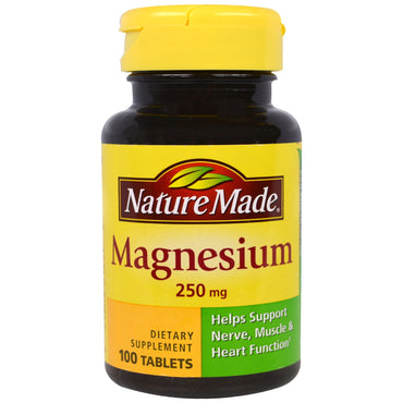 Nature Made, magnesio, 250 mg, 100 comprimidos