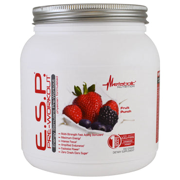 Metabolic Nutrition, ESP Pre-Workout, Fruit Punch, 300 g