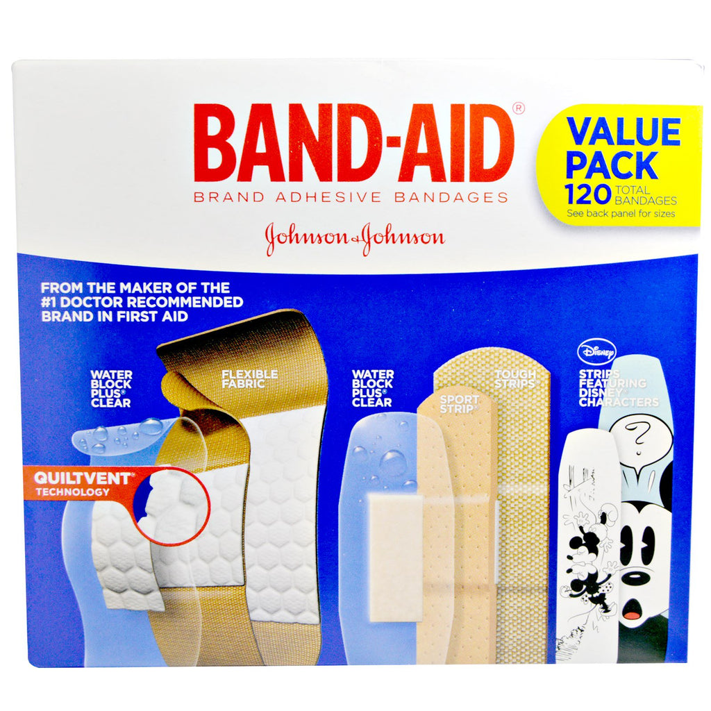 Pansement, Bandes adhésives, Bandages, Paquet économique, 5 cartons, 120 bandages