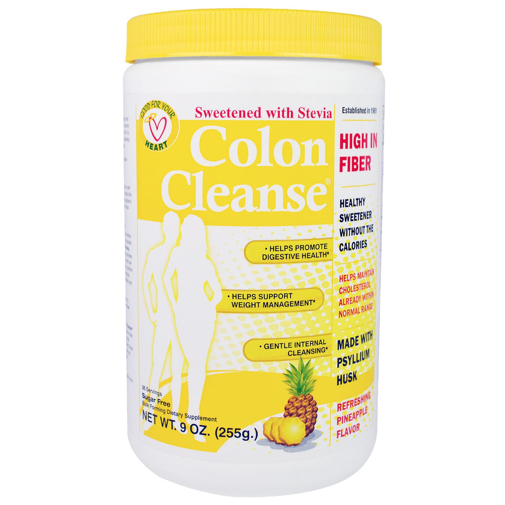 Health Plus Inc., pulizia del colon, addolcito con stevia, sapore rinfrescante di ananas, 9 once (255 g)