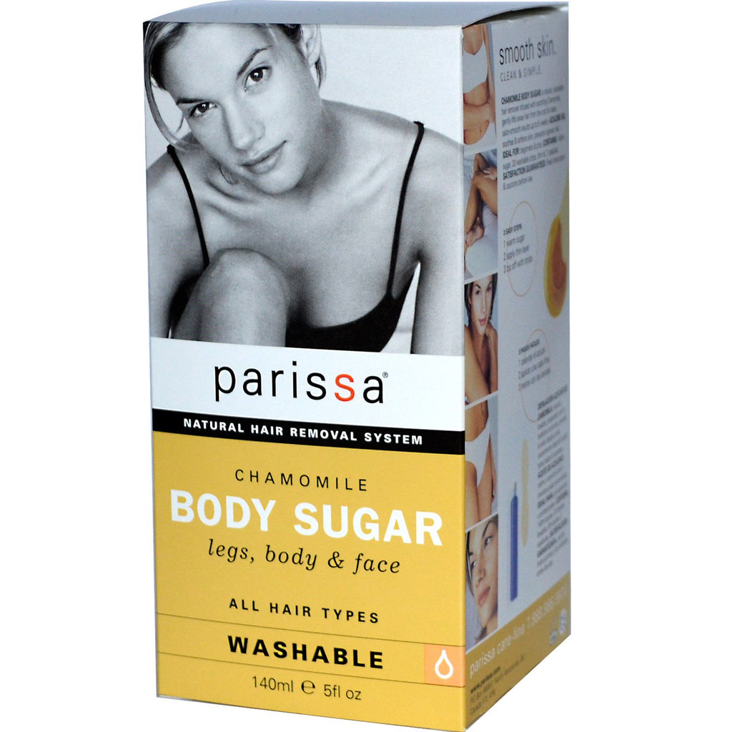 Parissa, نظام طبيعي لإزالة الشعر، البابونج، سكر الجسم، الساقين، الجسم، والوجه، 5 أونصة سائلة (140 مل)