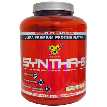 BSN, Syntha 6, 울트라 프리미엄 단백질 매트릭스, 초콜릿 케이크 반죽, 5.0 lb(2.27 kg)