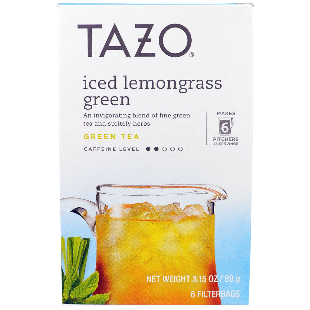 Tazo-teer, isgrøn citrongræste, 6 filterposer, 89 g (3,15 oz)