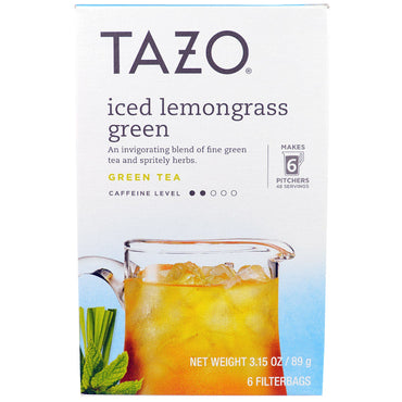 Tazo Teas, شاي أخضر مثلج بعشب الليمون، 6 أكياس فلتر، 3.15 أونصة (89 جم)
