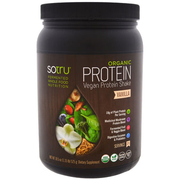 SoTru, Batido de proteínas vegano, vainilla, 525 g (18,5 oz)