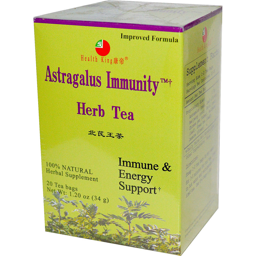 Health King, Herbata ziołowa wzmacniająca odporność Astragalus, 20 torebek herbaty, 1,20 uncji (34 g)