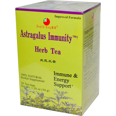 Health King, ชาสมุนไพรภูมิคุ้มกัน Astragalus, ถุงชา 20 ซอง, 1.20 ออนซ์ (34 ก.)