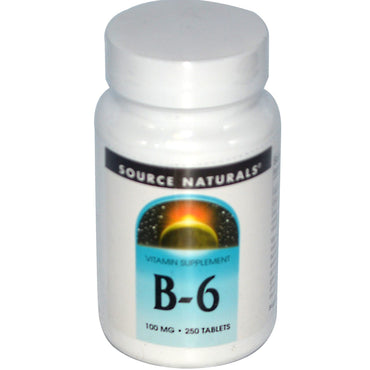 Source Naturals, B-6, 100 mg, 250 tabletter