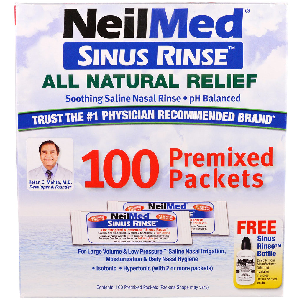 NeilMed Sinus Rinse All Natural Relief 100 paquetes premezclados