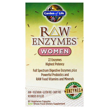 Garden of Life, RAW Enzymes, Kvinder, 90 Veggie Caps