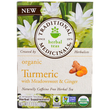 Traditional Medicinals,  Turmeric with Meadowsweet & Ginger , 16 Wrapped Tea Bags, 1.13 oz (32 g)