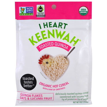 I Heart Keenwah, الكينوا المحمصة، الحبوب الساخنة، رقائق الكينوا والشوفان وفاكهة اللوكوما، 9 أونصة (255 جم)
