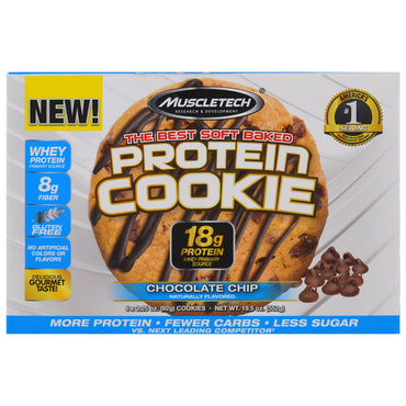 Muscletech Protein Cookie con chispas de chocolate 6 galletas 3,25 oz (92 g) cada una