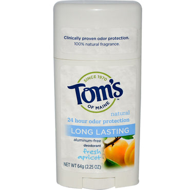Tom's of Maine, Desodorante natural de larga duración, sin aluminio, albaricoque fresco, 64 g (2,25 oz)