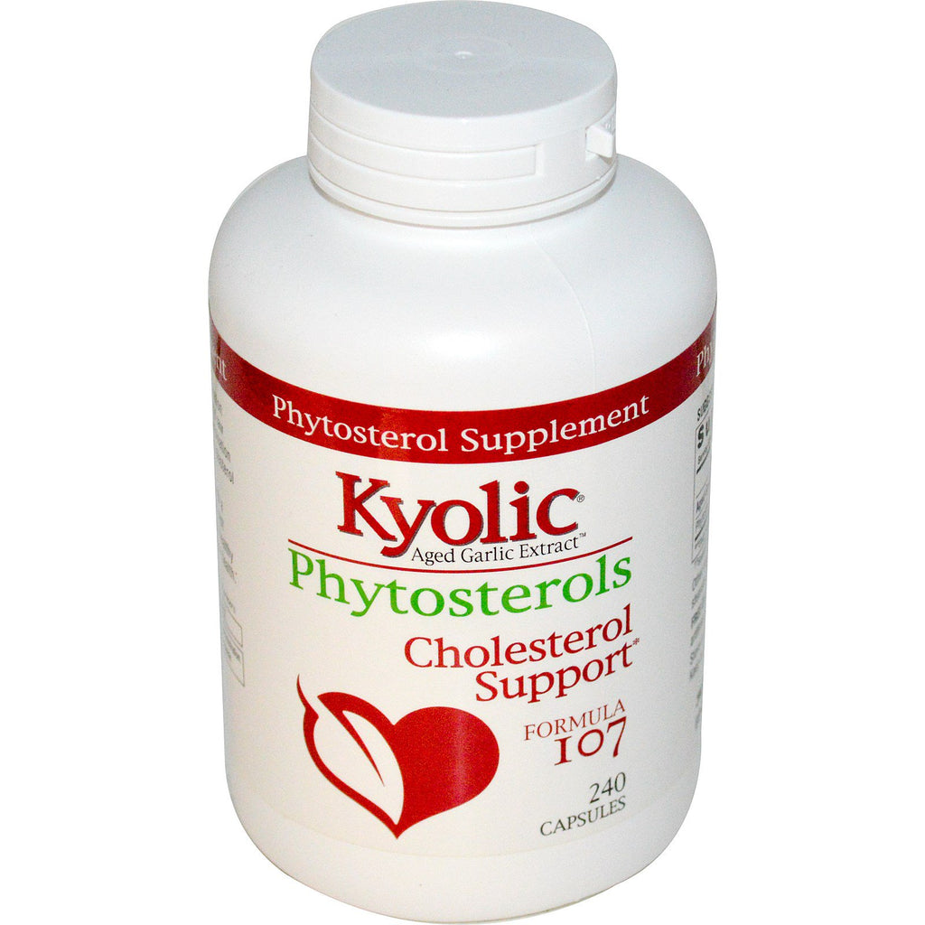 Wakunaga - kyolic, extrato de alho envelhecido, fitoesteróis, fórmula de suporte ao colesterol 107, 240 cápsulas