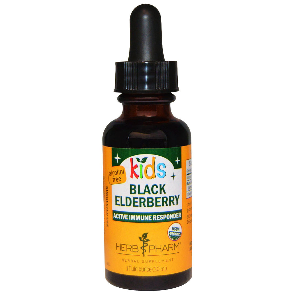 Herb Pharm, barn, svart fläder, alkoholfri, 1 fl oz (30 ml)