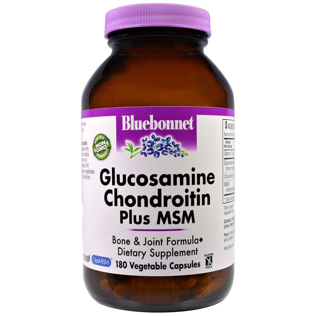 Bluebonnet Nutrition, glucosamina condroitina più MSM, 180 capsule vegetali
