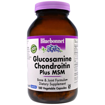 Nutrição Bluebonnet, glucosamina condroitina mais msm, 180 cápsulas vegetais