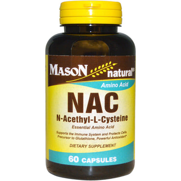 Mason Natural, NAC N-Acetil-L-Cisteína, 60 cápsulas