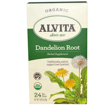 Alvita Teas, جذر الهندباء، خالي من الكافيين، 24 كيس شاي، 1.69 أونصة (48 جم)