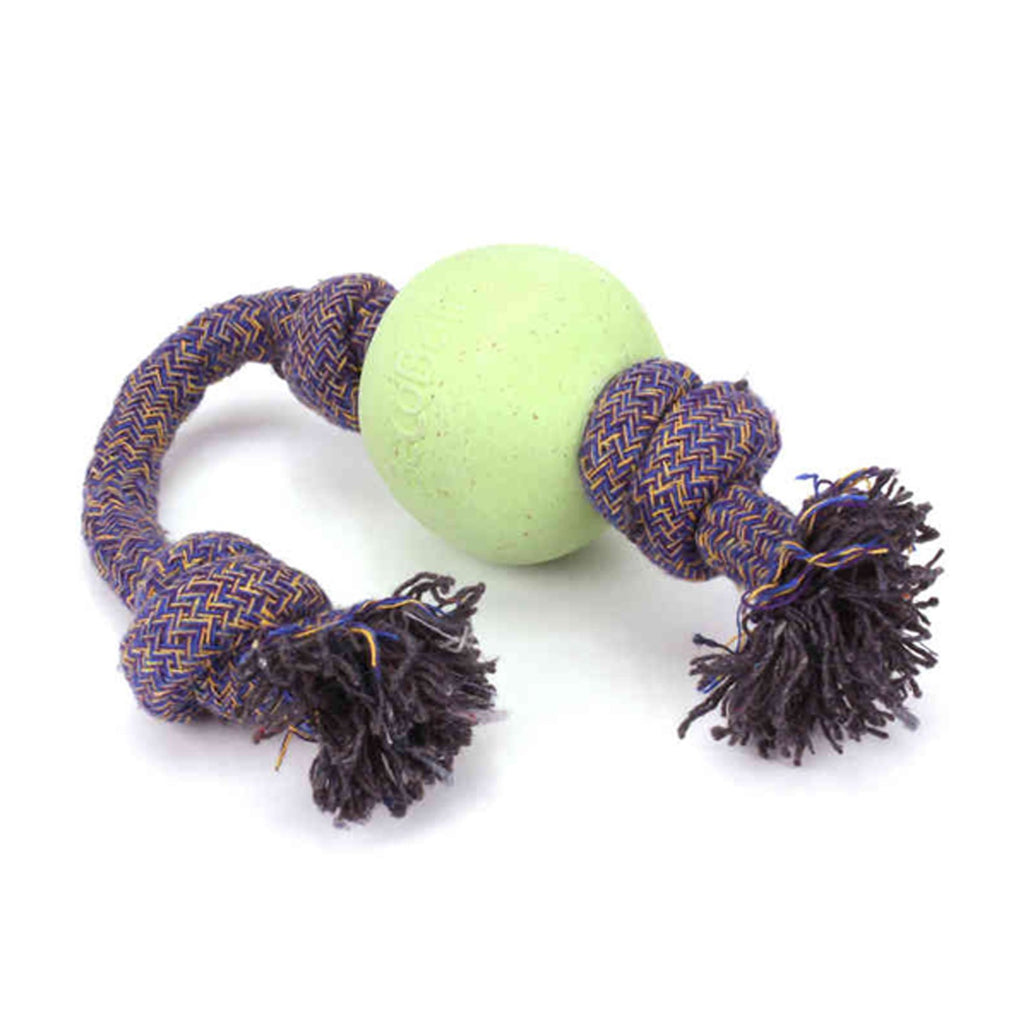 बेको पेट्स, रस्सी पर पर्यावरण-अनुकूल कुत्ते की गेंद, बड़ी, हरी, 1 रस्सी