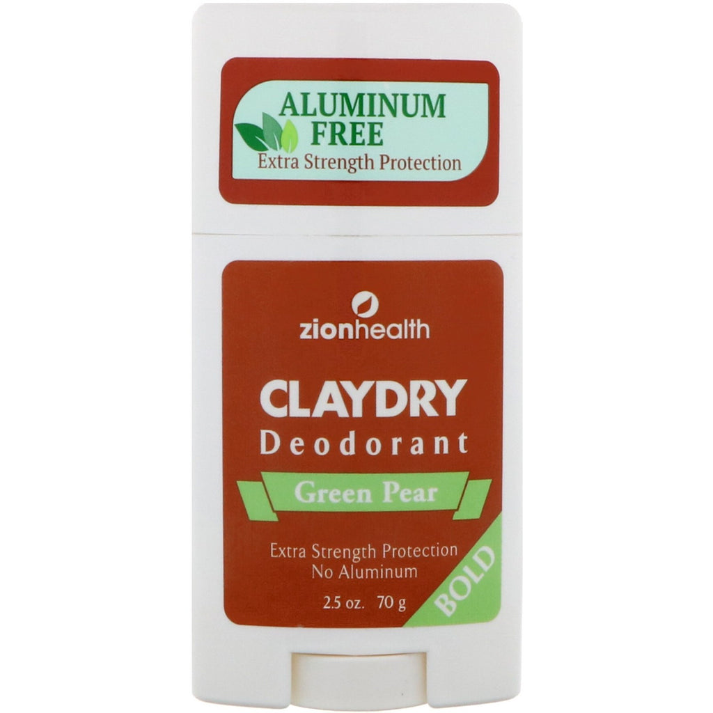 Zion Health, deodorant ClayDry, peră verde, 2,5 oz (70 g)