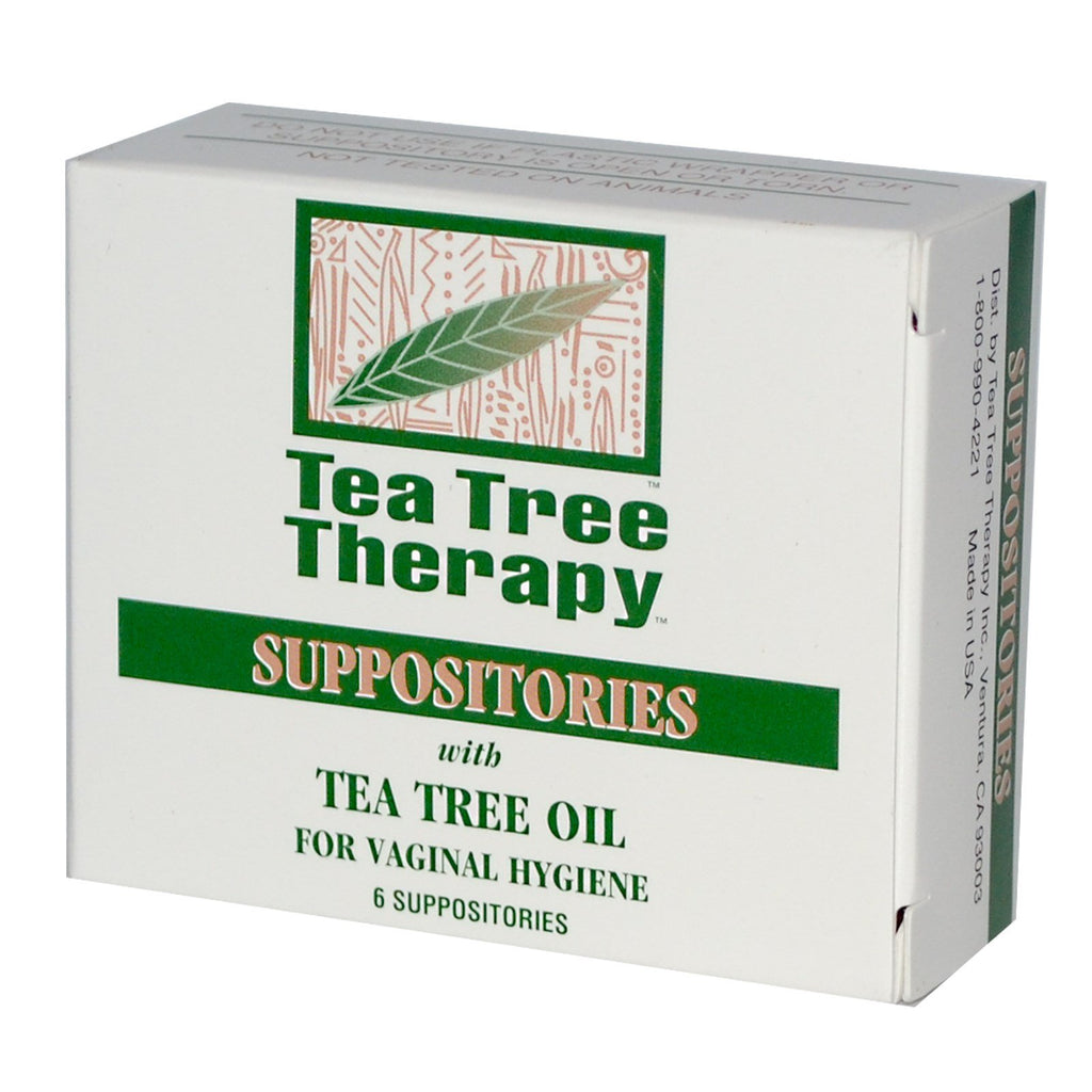 Tea Tree Therapy, Supositórios, com Óleo de Tea Tree, para Higiene Vaginal, 6 Supositórios