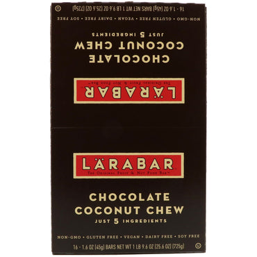 लाराबार, चॉकलेट कोकोनट च्यू, 16 बार्स, 1.6 आउंस (45 ग्राम) प्रत्येक