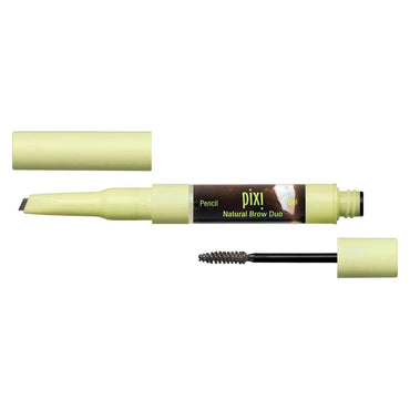 Pixi Beauty, lápis e gel 2 em 1 Natural Brow Duo, marrom natural, à prova d'água, lápis 0,12 g (0,004 onças) - Gel 2,5 ml (0,084 fl oz)