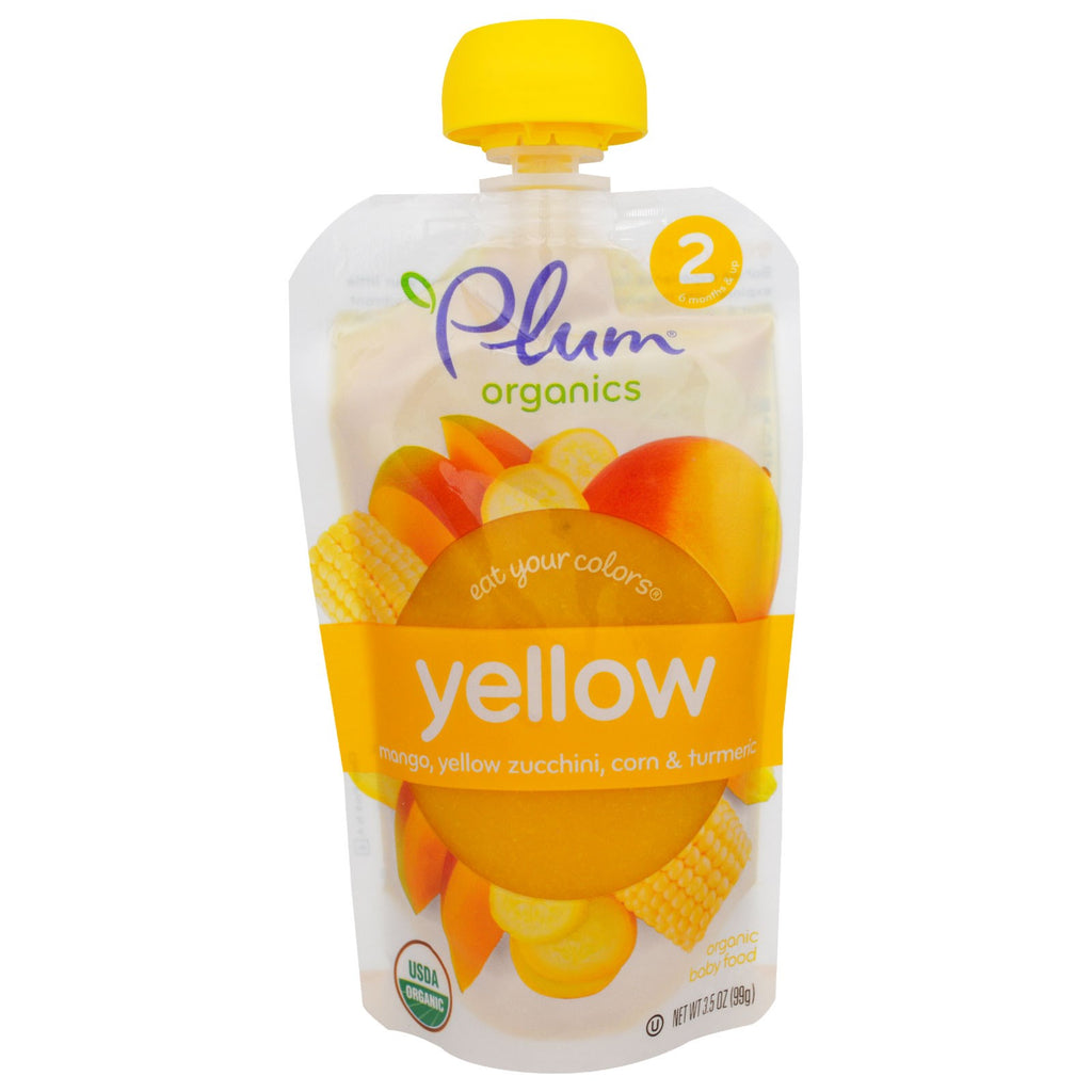 Plum s Stage 2 Eat Your Colors Yellow Mango Yellow Zucchini Corn & Turmeric 3.5 oz (99 g)
