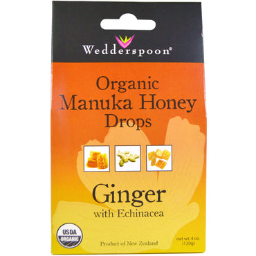 Wedderspoon,  Manuka Honey Drops, Ginger with Echinacea, 4 oz (120 g)
