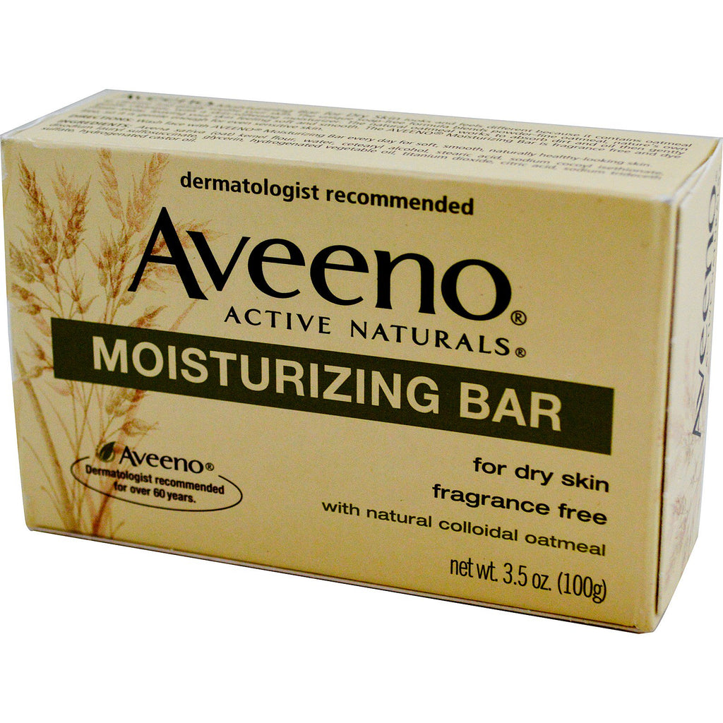 Aveeno, アクティブ ナチュラルズ、モイスチャライジング バー、無香料、3.5 オンス (100 g)