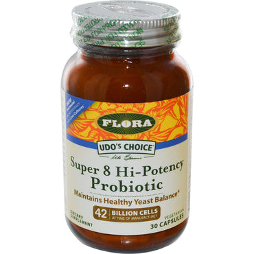 Flora, Udo's Choice, probiotique Super 8 haute puissance, 30 gélules