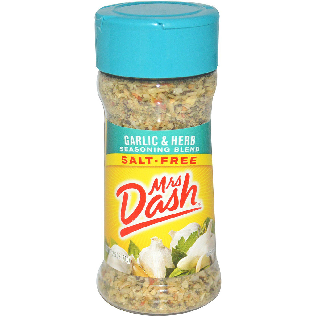 Mrs. Dash, Garlic & Herb Seasoning Blend, ปราศจากเกลือ, 2.5 ออนซ์ (71 กรัม)
