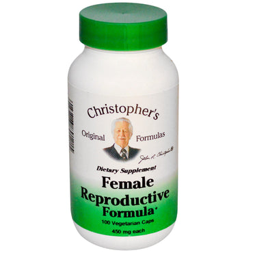 Fórmulas Originais de Christopher, Fórmula Reprodutiva Feminina, 450 mg, 100 Cápsulas Vegetais
