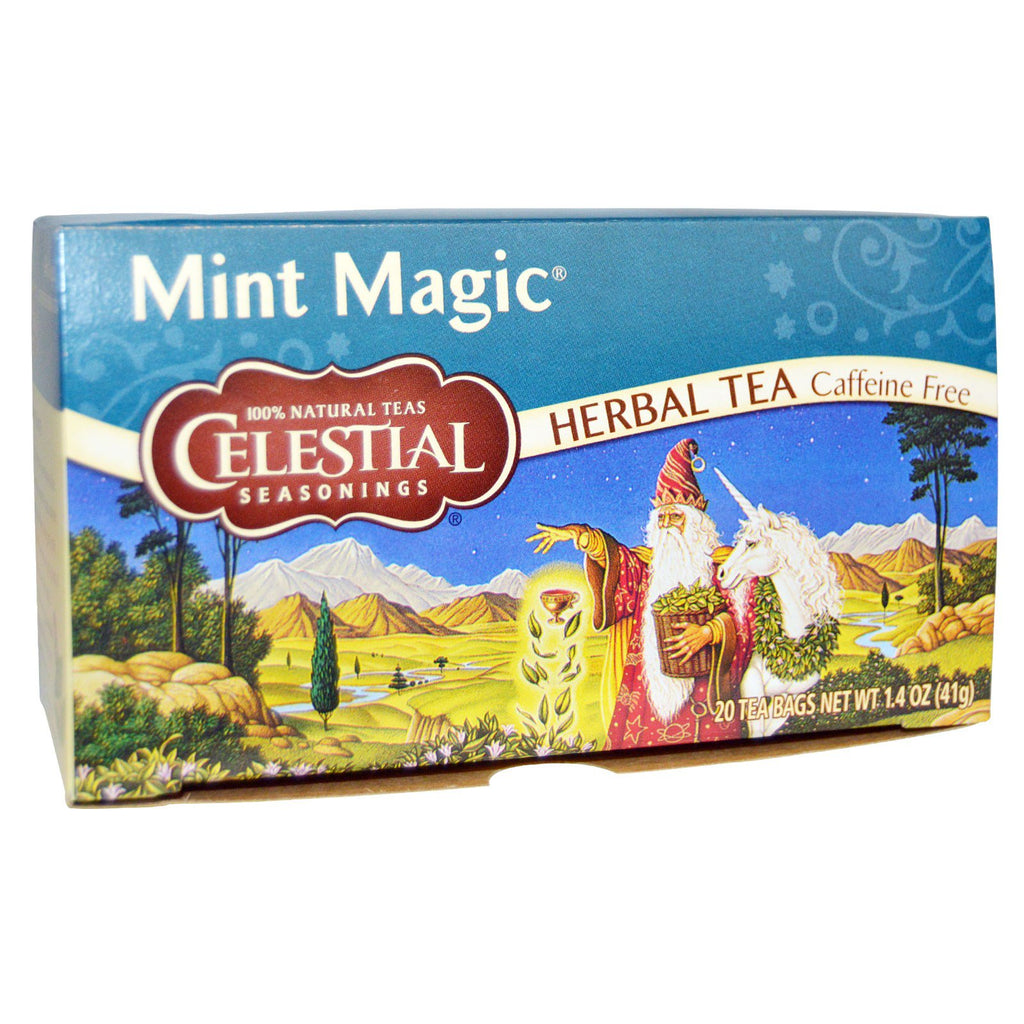Celestial kryddor, Mint Magic örtteer, koffeinfritt, 20 tepåsar, 1,4 oz (41 g)