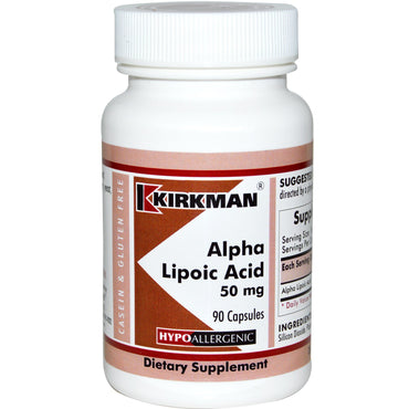 Kirkman Labs, Ácido alfa lipoico, 50 mg, 90 cápsulas