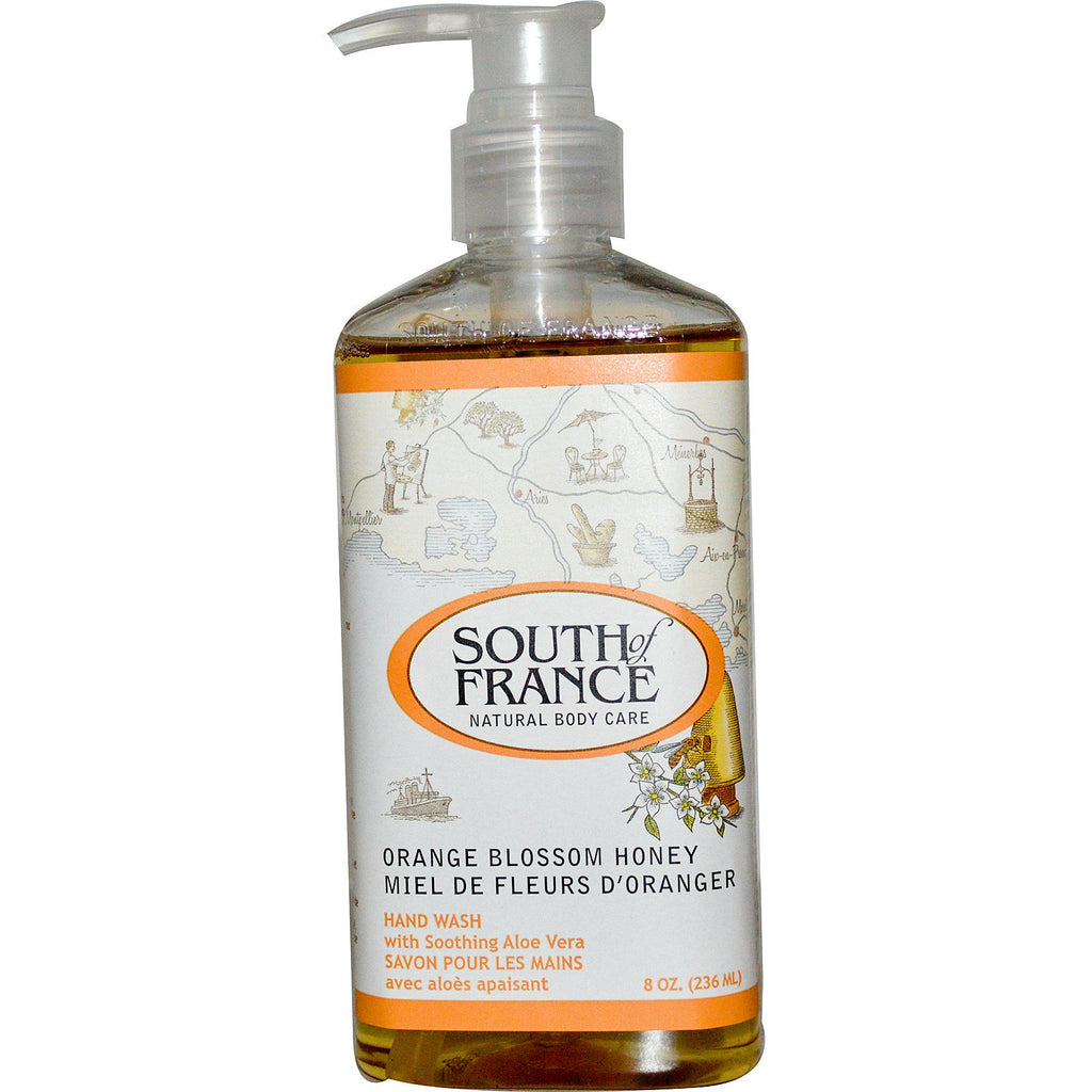 Sud de la France, Miel de Fleur d'Oranger, Nettoyant pour les mains à l'Aloe Vera apaisant, 8 oz (236 ml)