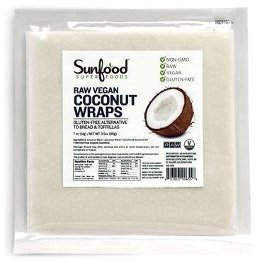 Sunfood Wraps de Coco Crudo 7 Wraps de 14 g cada uno