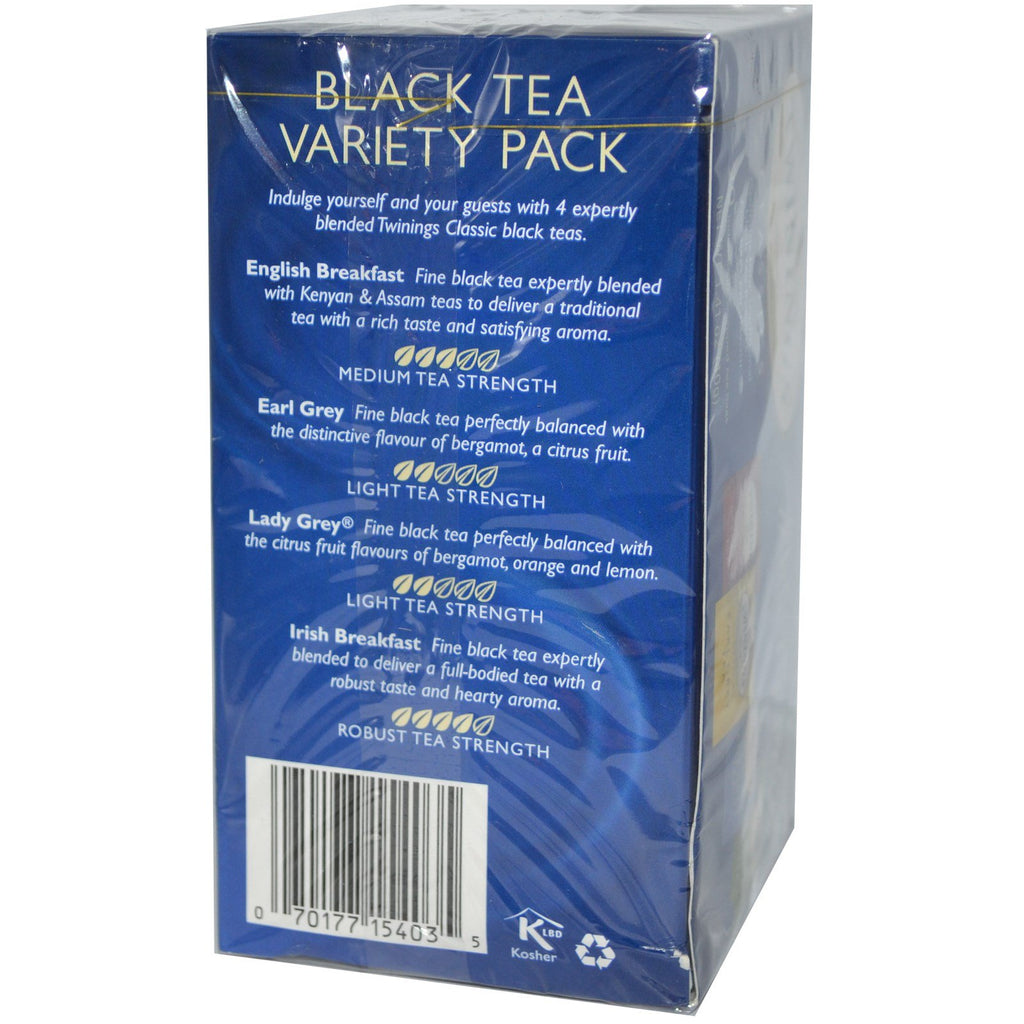 Twinings, Classics, חבילת מגוון תה שחור, 20 שקיות תה, 1.41 אונקיות (40 גרם)