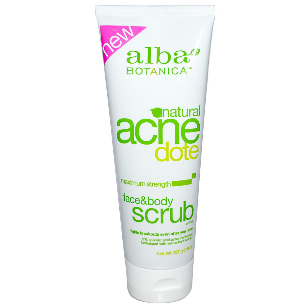 Alba Botanica, Acne Dote, exfoliante facial y corporal, sin aceite, 8 oz (227 g)