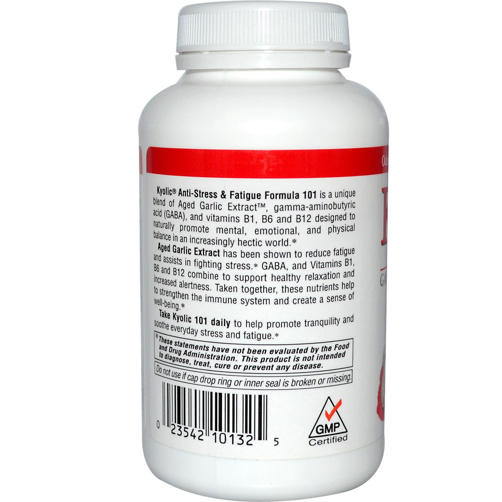 Wakunaga - kyolic, lagret hvidløgsekstrakt, stress- og træthedslindring, formel 101, 200 tabletter