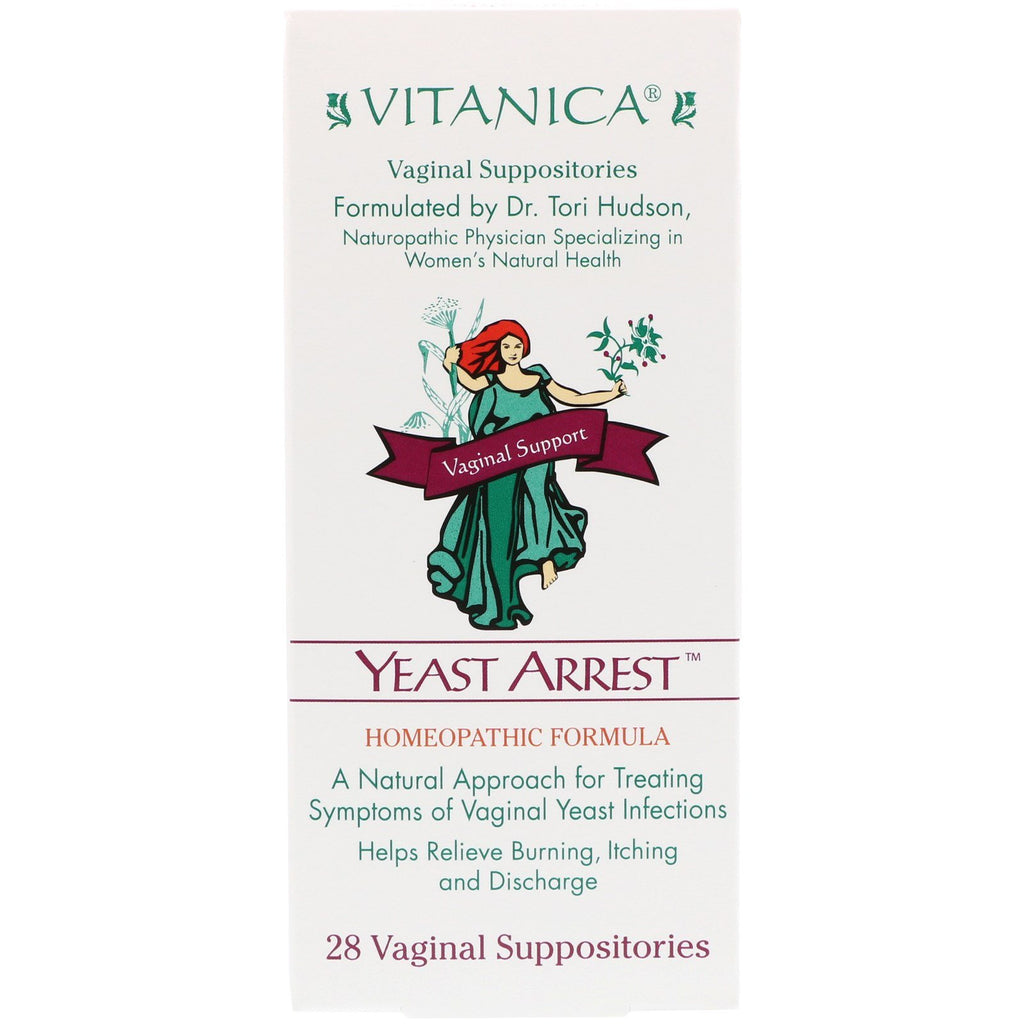 Vitanica, controle de levedura, suporte vaginal, 28 supositórios vaginais