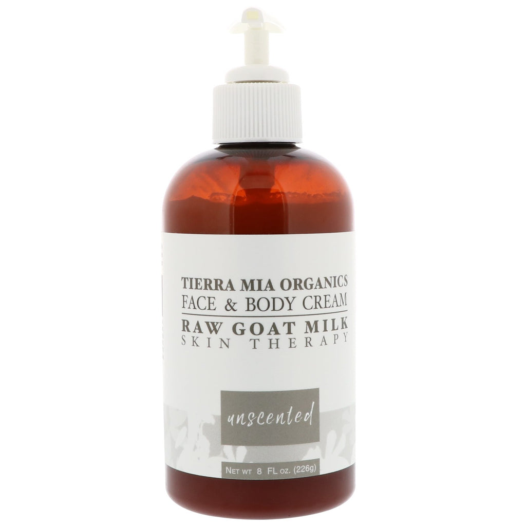 Tierra Mia s, rauwe geitenmelk-huidtherapie, gezichts- en lichaamscrème, ongeparfumeerd, 8 fl oz (226 g)