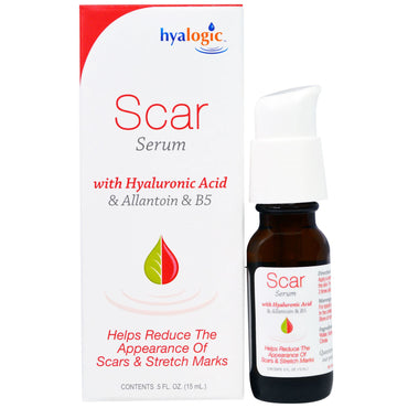 Hyalogic LLC Suero para cicatrices con ácido hialurónico, alantoína y B5, 5 fl oz (15 ml)