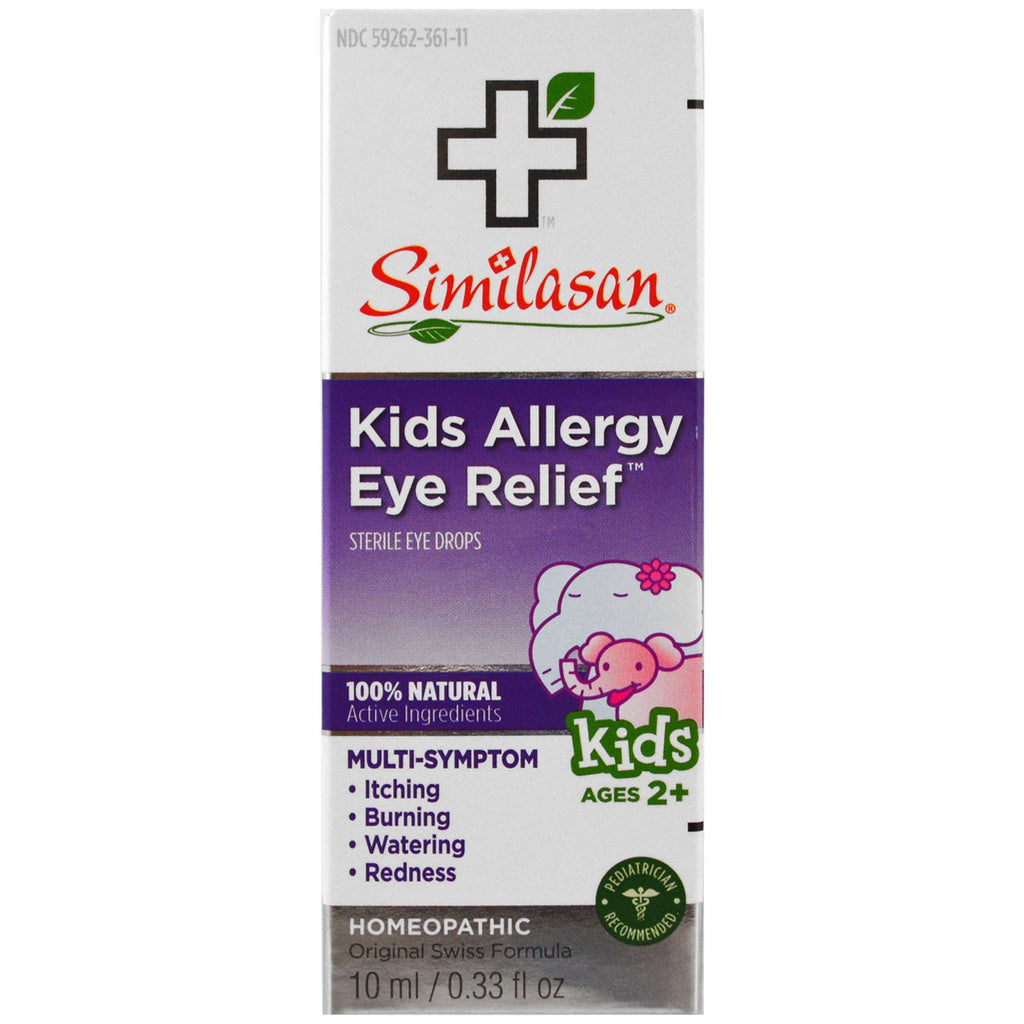 Similasan, הקלה לעיניים אלרגיה לילדים, טיפות עיניים סטריליות, מגיל 2+, 0.33 fl oz (10 מ"ל)