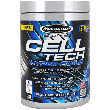 Muscletech, 퍼포먼스 시리즈, Cell Tech Hyper-Build, 블루 라즈베리 블래스트, 482g(1.06lbs)