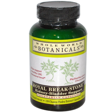 Whole World Botanicals, Royal Break-Stone, njur-blåsstöd, 400 mg, 120 vegetariska kapslar
