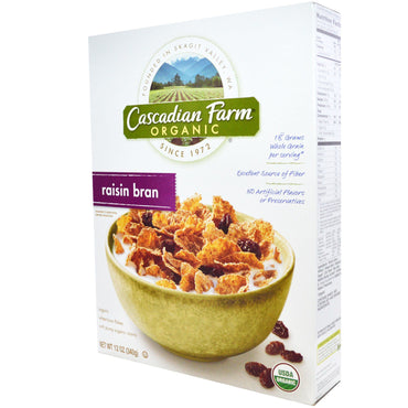 Cascadian Farm, Cereal de salvado con pasas, 12 oz (340 g)