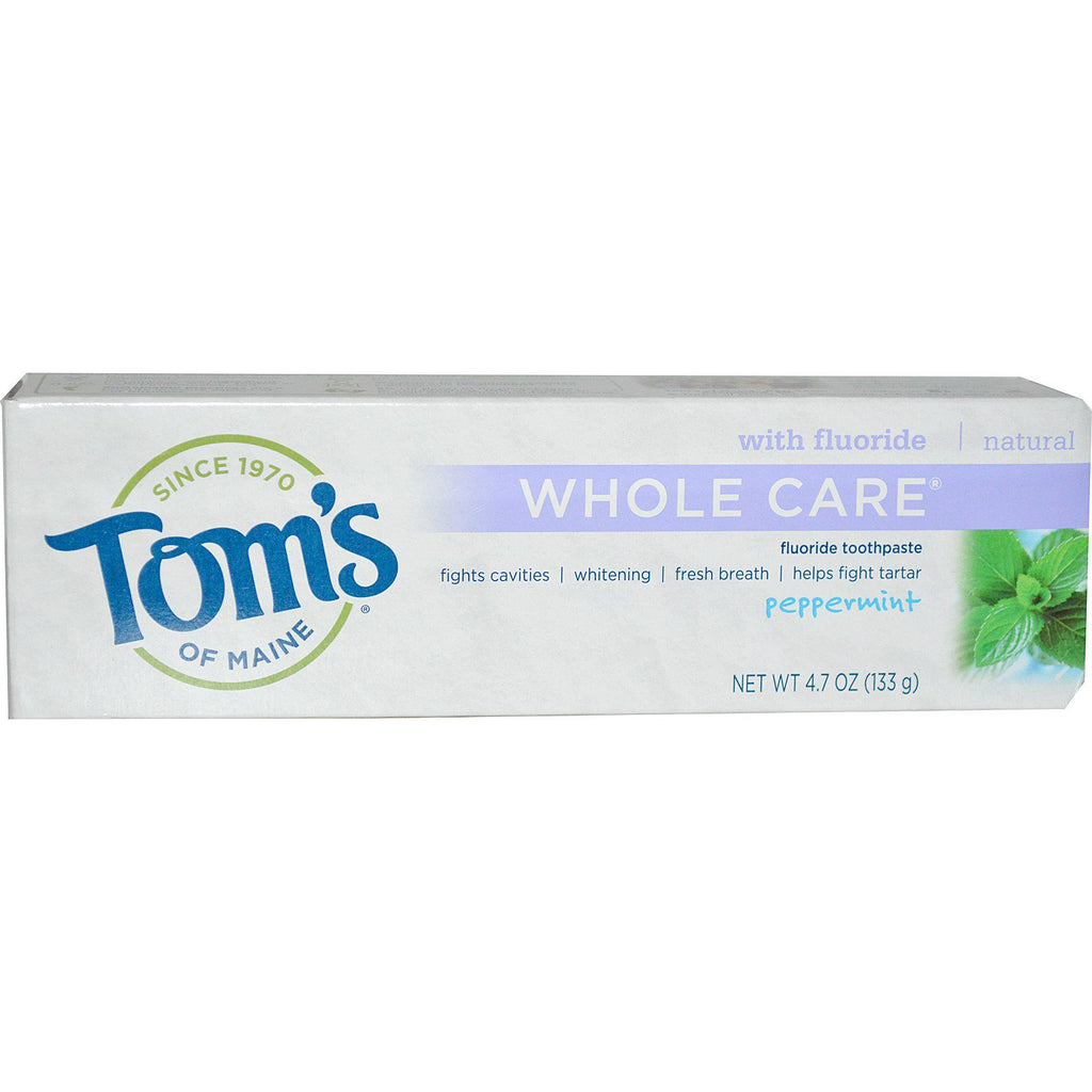 Tom's of Maine, ホールケアフッ素配合歯磨き粉、ペパーミント、4.7 オンス (133 g)